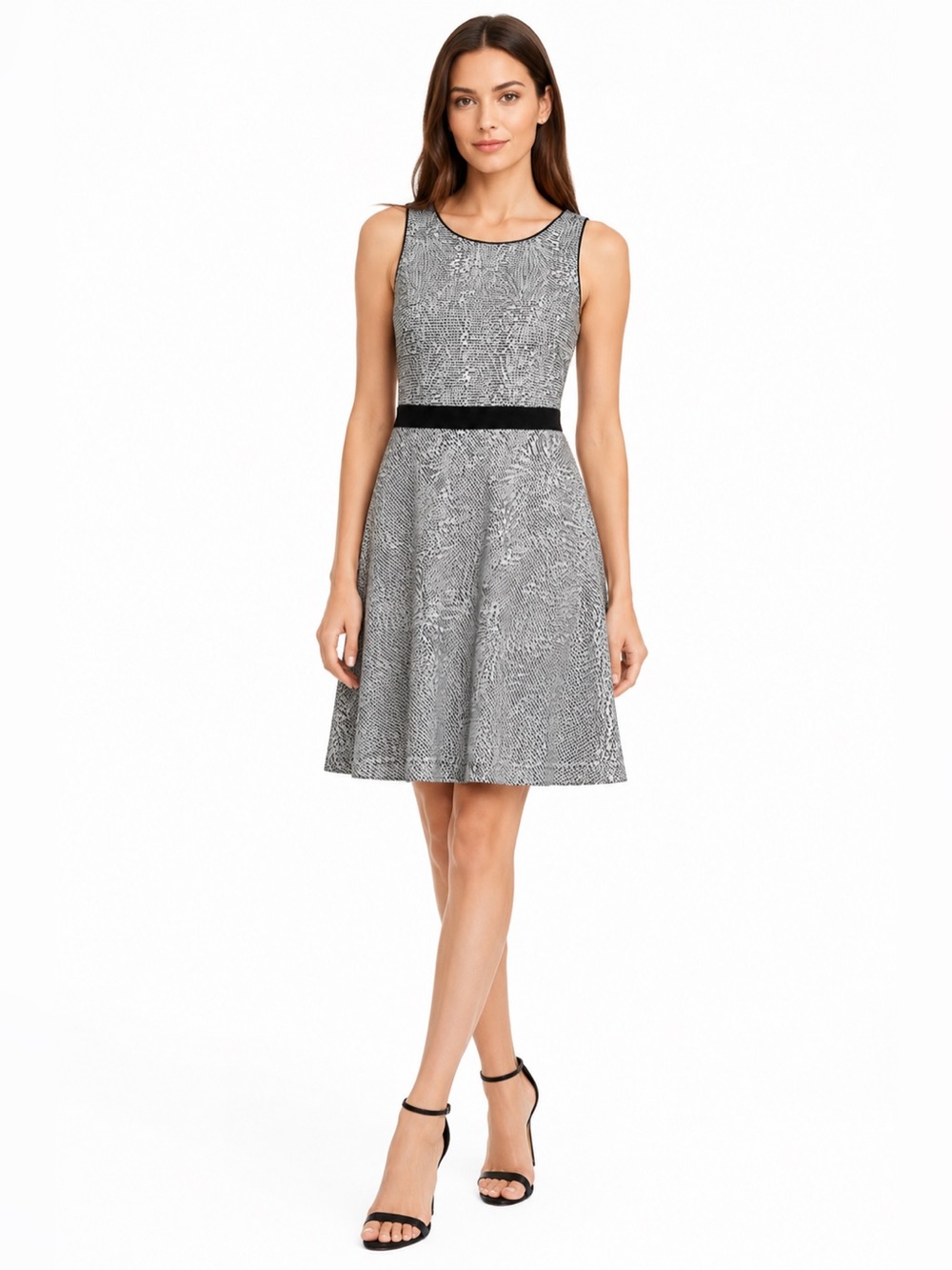 Antonio Melani Striped Textured Sleeveless
Fit&Flare Dress Size 6